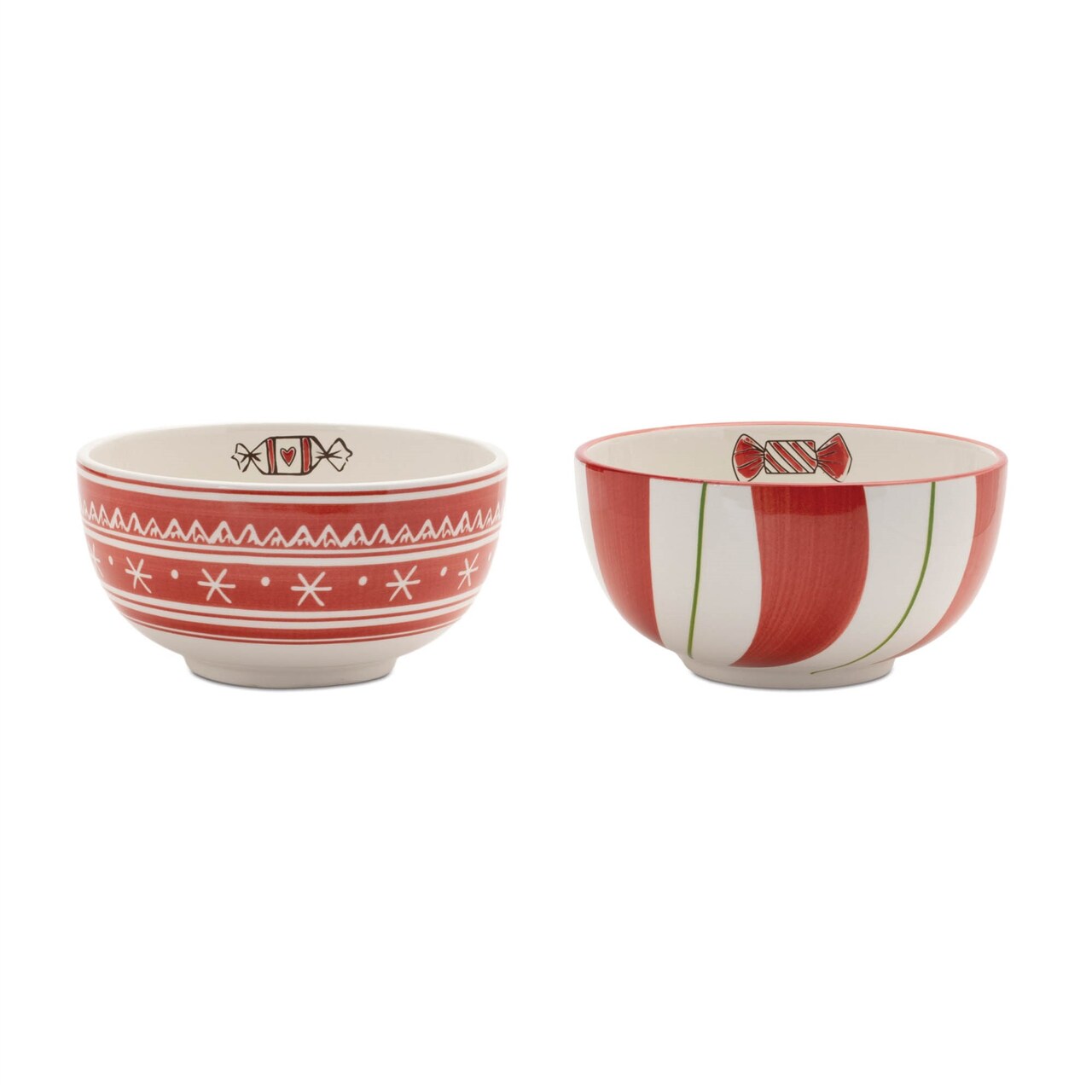 Melrose Ceramic Santa Candy Serving Bowls - 6" - Red and White - Set of 4